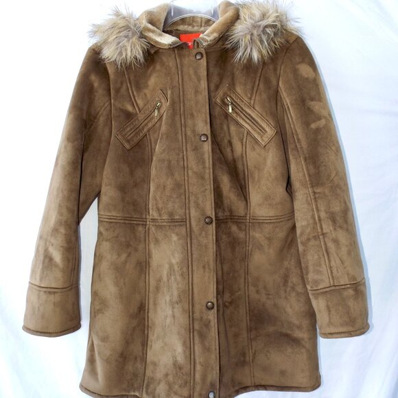 Vintage ESPRIT Faux Suede Tan Coat or Jacket, Lined, Removable Hood, Size XL EC - Picture 7 of 14